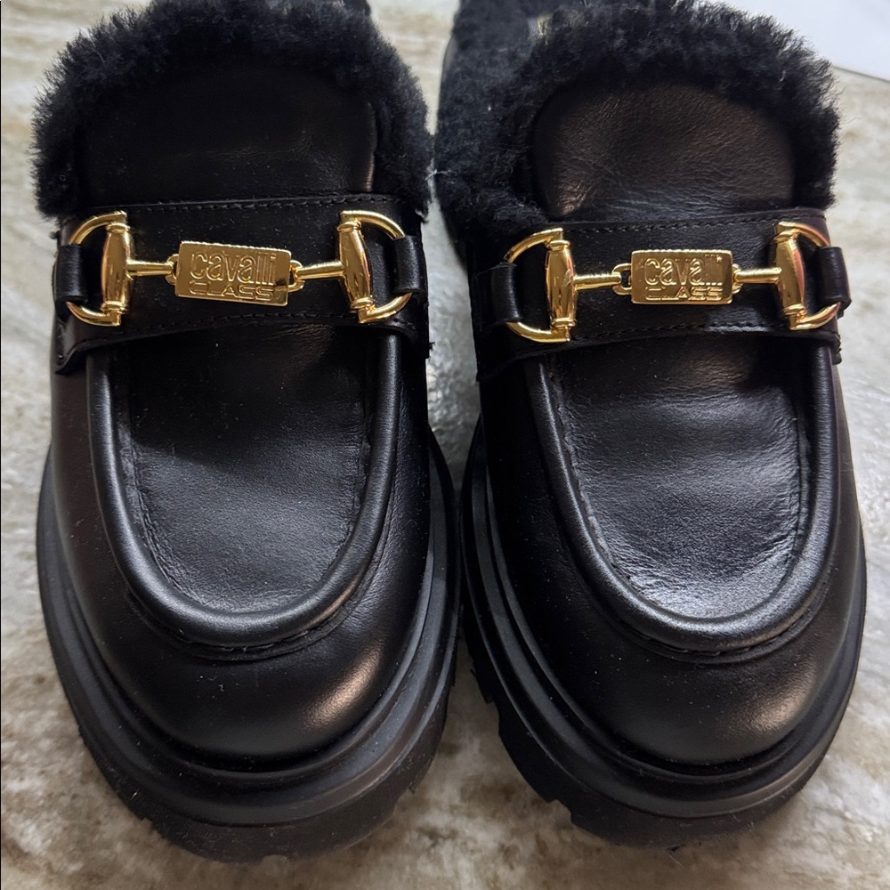 ROBERTO CAVALLI
Cortina Faux Fur Lug Loafer Mule In Black